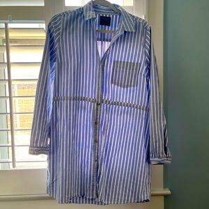 Abercrombie & Fitch Medium Shirt Dress, blue and white stripes